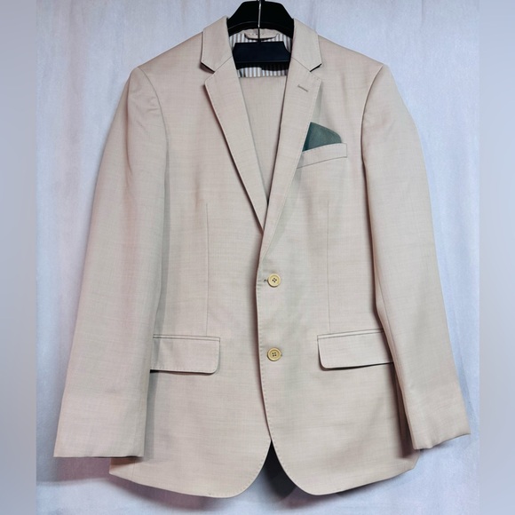 The Black Tux Tan Suit Merino Wool Wedding Event Suit - Picture 5 of 16